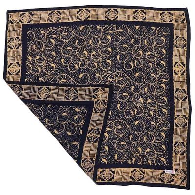 Alternate image for Hand Dyed Batik Bandana, 100% Soft Cotton, Starry Night, Navy Blue, Cream, Yellow