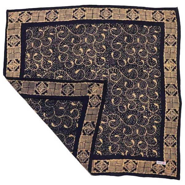 Alternate image for Hand Dyed Batik Bandana, 100% Soft Cotton, Starry Night, Navy Blue, Cream, Yellow