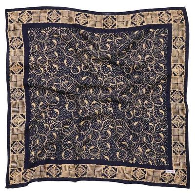 Alternate image for Hand Dyed Batik Bandana, 100% Soft Cotton, Starry Night, Navy Blue, Cream, Yellow