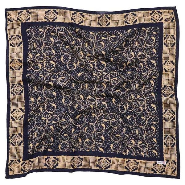 Alternate image for Hand Dyed Batik Bandana, 100% Soft Cotton, Starry Night, Navy Blue, Cream, Yellow