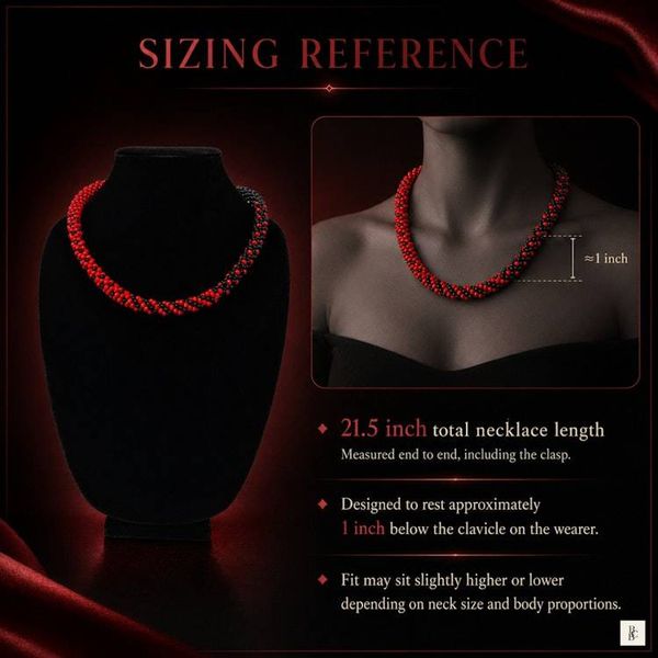 Alternate image for Crimson Noir Red & Black Kumihimo Necklace | Handcrafted Beaded Jewelry