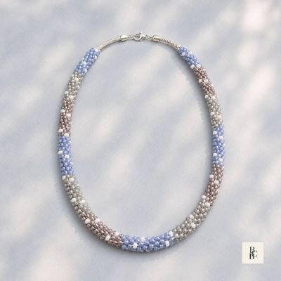Alternate image for Morning Mist Blue & Mauve Kumihimo Necklace | Handcrafted Beaded Jewelry