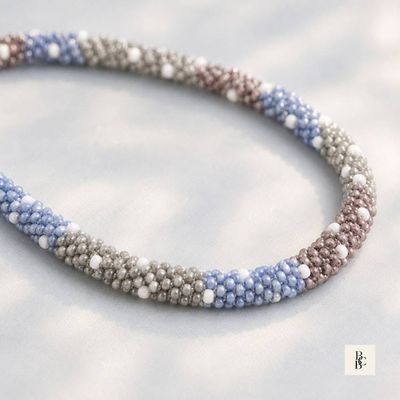 Alternate image for Morning Mist Blue & Mauve Kumihimo Necklace | Handcrafted Beaded Jewelry