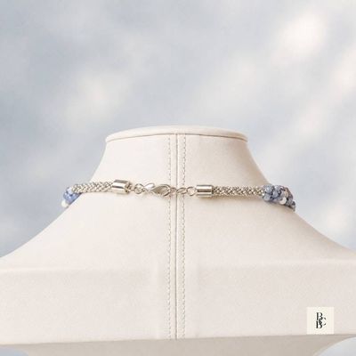 Alternate image for Morning Mist Blue & Mauve Kumihimo Necklace | Handcrafted Beaded Jewelry