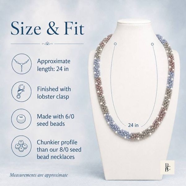 Alternate image for Morning Mist Blue & Mauve Kumihimo Necklace | Handcrafted Beaded Jewelry