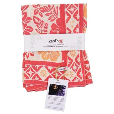 Alternate image for Large 39 Hand Dyed Batik Bandana, 100% Soft Cotton, Pink Bloom