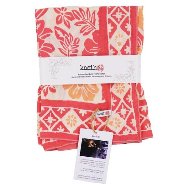 Alternate image for Large 39 Hand Dyed Batik Bandana, 100% Soft Cotton, Pink Bloom
