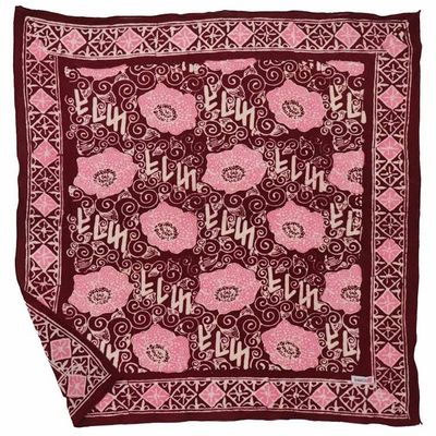 Alternate image for Hand Dyed Batik Bandana, Pink Corpse Flower, Giant Padma, Red, Pink
