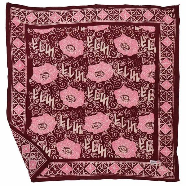 Alternate image for Hand Dyed Batik Bandana, Pink Corpse Flower, Giant Padma, Red, Pink