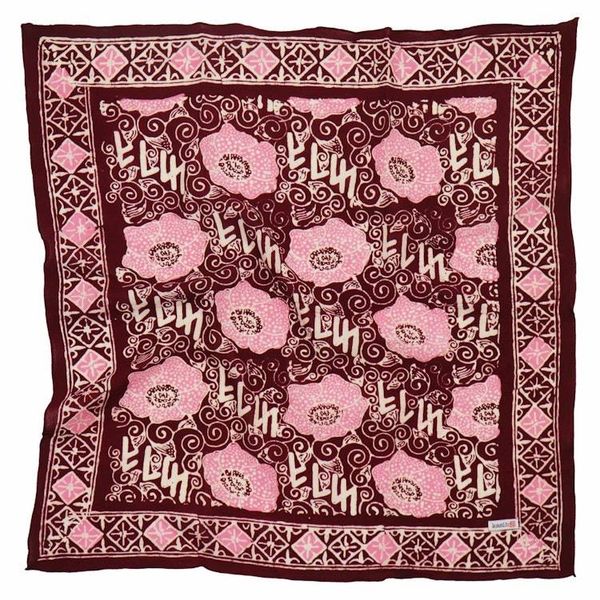 Alternate image for Hand Dyed Batik Bandana, Pink Corpse Flower, Giant Padma, Red, Pink