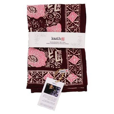 Alternate image for Hand Dyed Batik Bandana, Pink Corpse Flower, Giant Padma, Red, Pink
