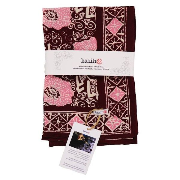 Alternate image for Hand Dyed Batik Bandana, Pink Corpse Flower, Giant Padma, Red, Pink