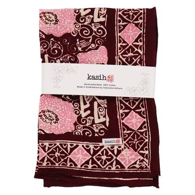 Alternate image for Hand Dyed Batik Bandana, Pink Corpse Flower, Giant Padma, Red, Pink