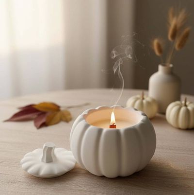 Primary image for White Jesmonite Pumpkin Soy Wax Candle