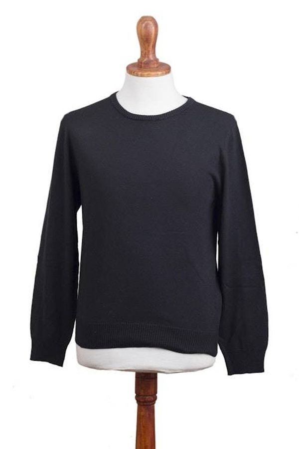 Alternate image for Mens Crew Neck Cotton Blend Pullover in Black from Peru Classic Warmth in Black
