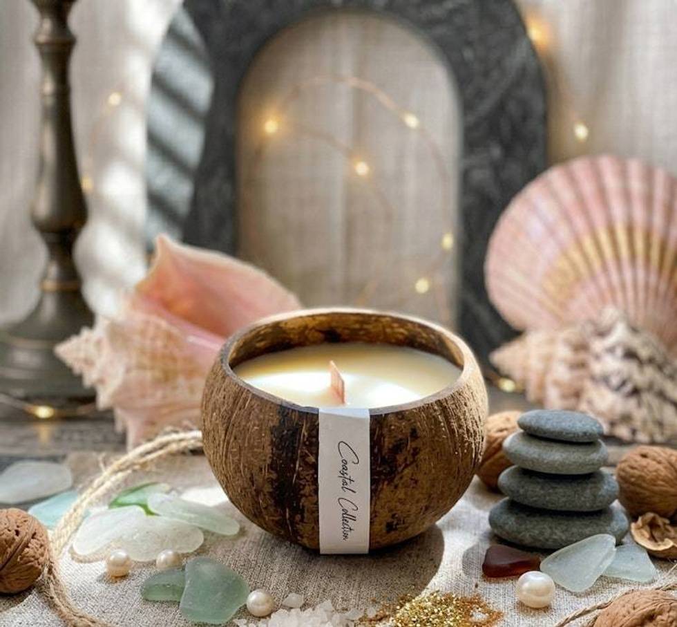 Handcrafted Coconut Shell Soy Candle