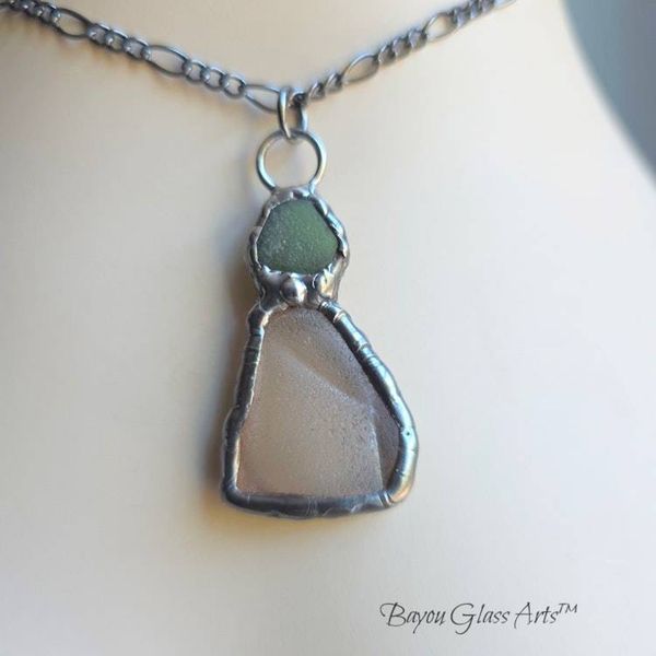 Alternate image for Sea Glass Necklace, Handmade Beach Glass Pendant, Coastal Ocean Inspired Jewelry