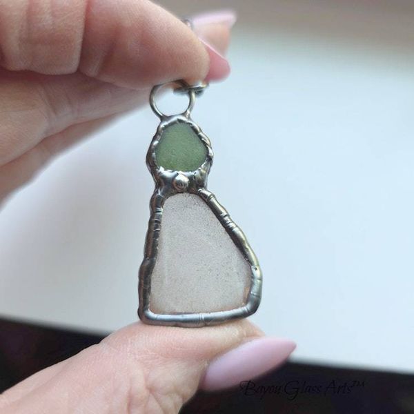 Alternate image for Sea Glass Necklace, Handmade Beach Glass Pendant, Coastal Ocean Inspired Jewelry