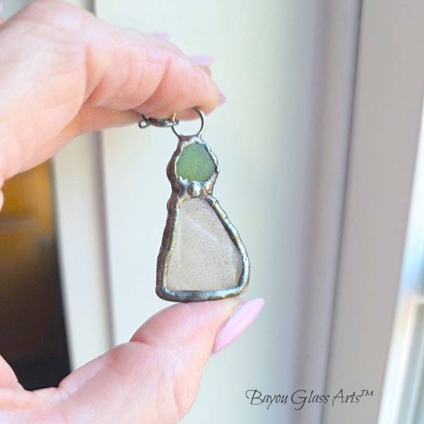 Alternate image for Sea Glass Necklace, Handmade Beach Glass Pendant, Coastal Ocean Inspired Jewelry