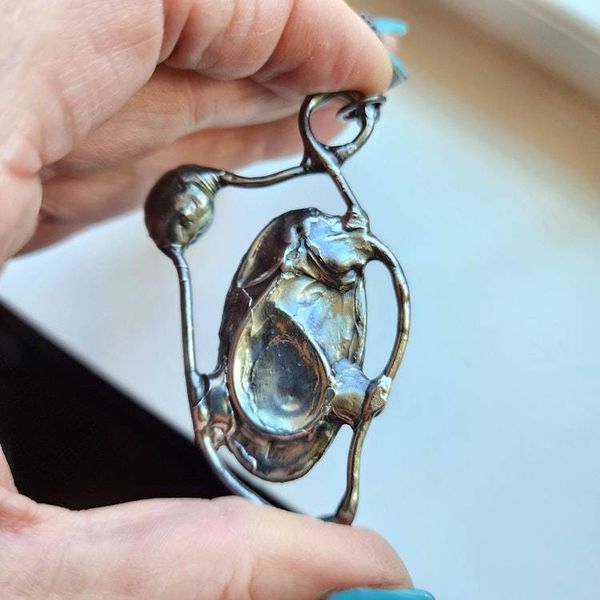 Alternate image for Tiger Eye and Labradorite Necklace, Handmade Mixed Stone Artisan Pendant, Statement Jewelry
