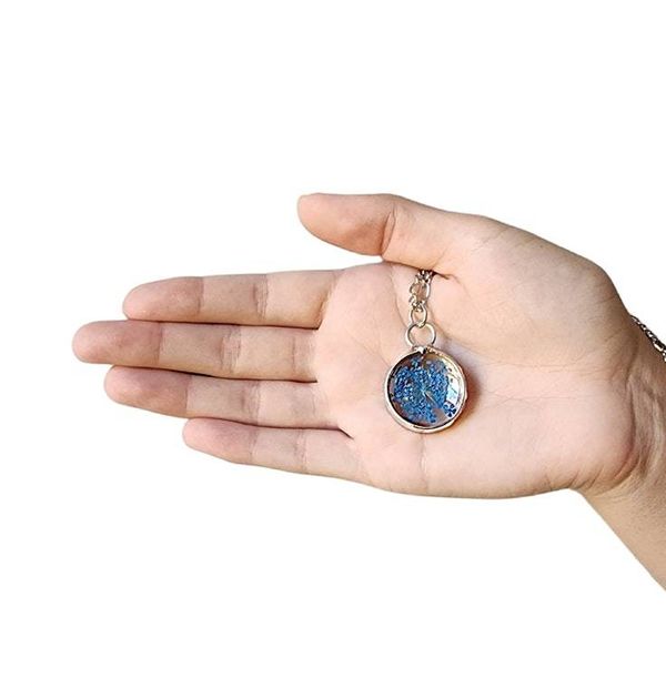 Alternate image for Blue Queen Annes Lace Necklace, Handmade Real Pressed Flower Botanical Glass Pendant