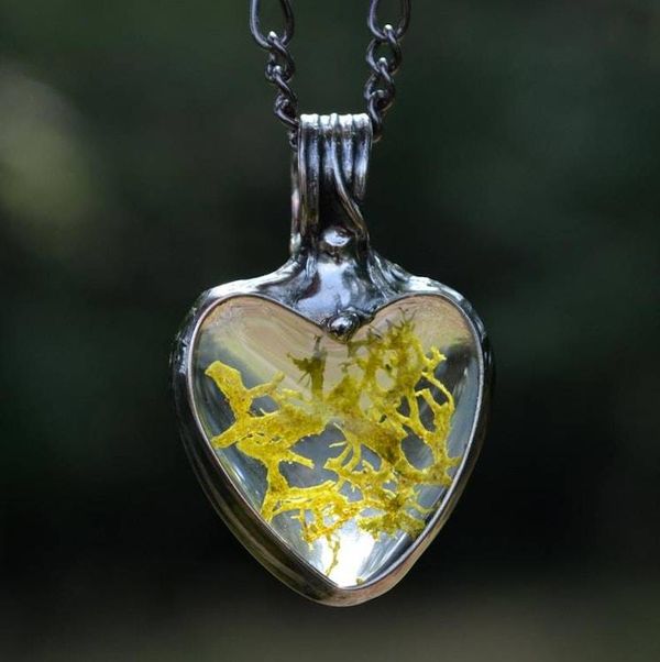 Alternate image for Heart Necklace for Women, Moss Heart Pendant, Natural Plant Pendant, Earthy Jewelry