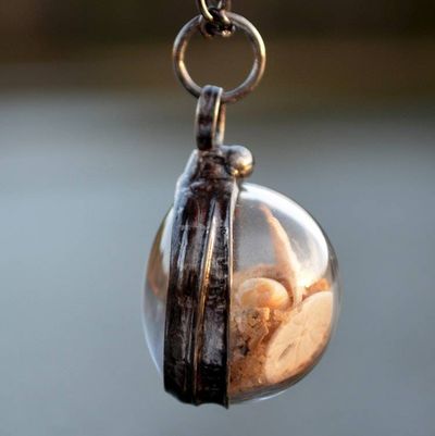 Alternate image for Beach Necklace Handmade Starfish Shaker Pendant with Sand and Seashell, Ocean Jewelry Gift