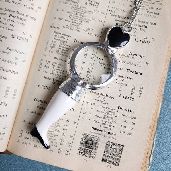 Alternate image for Magnifying Glass Necklace Handmade Doll Leg Pendant Upcycled Antique Curiosity Magnifier