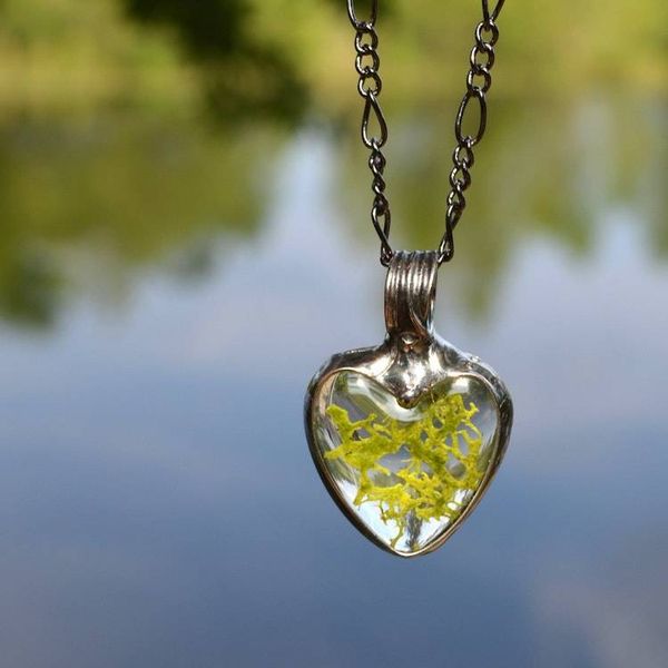 Alternate image for Heart Necklace for Women, Moss Heart Pendant, Natural Plant Pendant, Earthy Jewelry