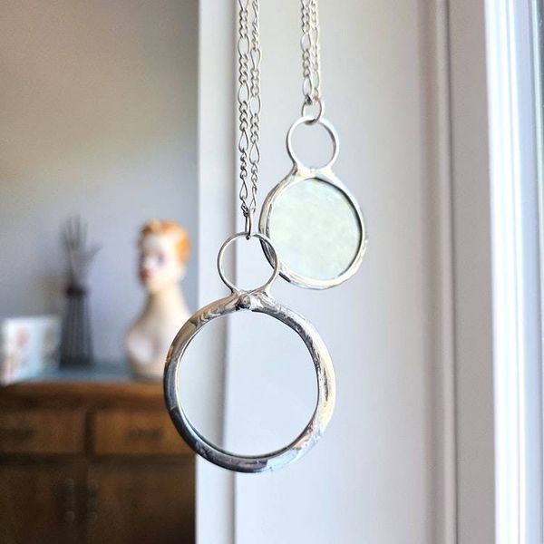 Alternate image for Magnifying Glass Necklace, Two Sizes, Handmade Minimalist Reading Pendant Necklace