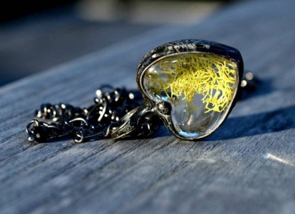 Alternate image for Heart Necklace for Women, Moss Heart Pendant, Natural Plant Pendant, Earthy Jewelry