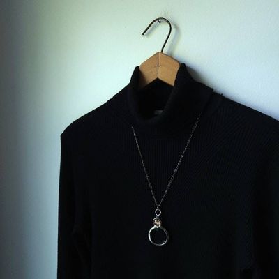 Alternate image for Magnifying Glass Necklace, Handmade Artisan Magnifier Pendant, Multicolored Iridescent Glass Accent