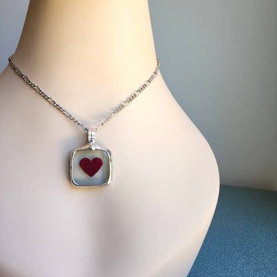 Alternate image for Glow in the Dark Heart Necklace, Red Heart in Fused Glass Jewelry for Women