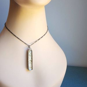 Image for Pressed Flower Necklace, Real Queen Anne's Lace Pendant, 13th Wedding Anniversary Gift for Wife