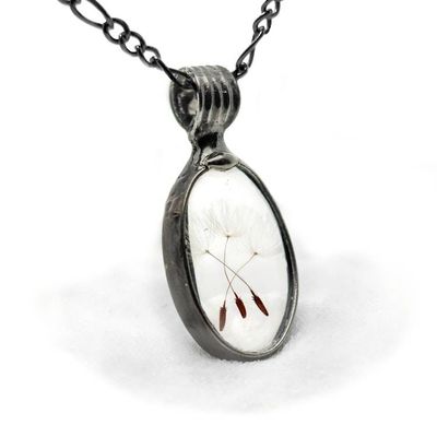 Alternate image for Dandelion Seed Necklace, Wish Jewelry, Dandelion Jewelry, 3 Seeds, Three Wishes