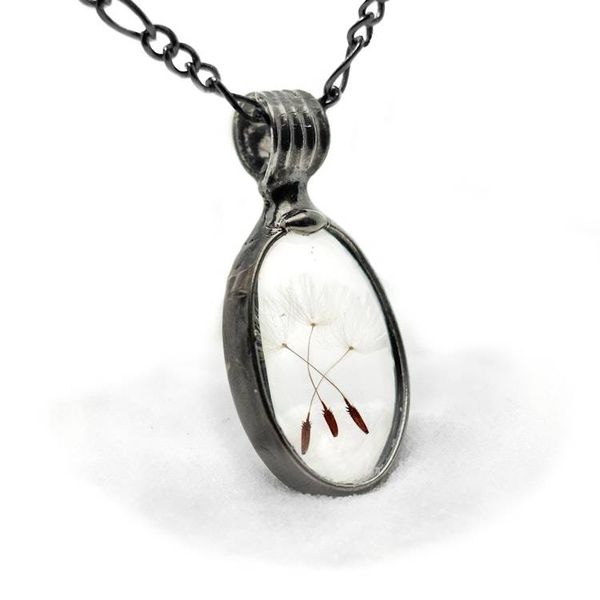 Alternate image for Dandelion Seed Necklace, Wish Jewelry, Dandelion Jewelry, 3 Seeds, Three Wishes