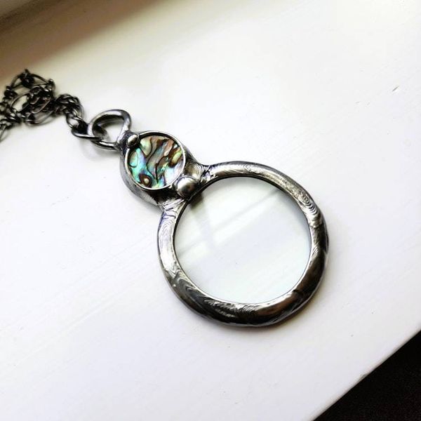 Alternate image for Magnifying Glass Necklace for Women or Men, Real Glass Magnifier Pendant, Artisan Handcrafted Jewelry