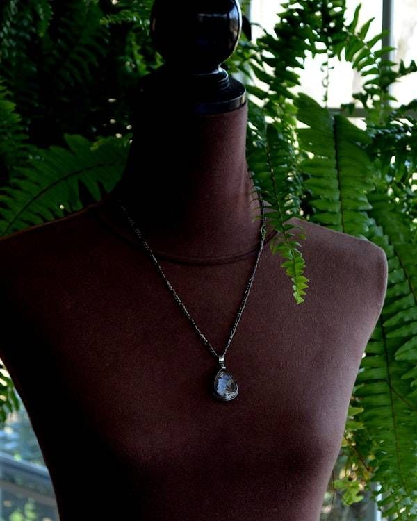 Alternate image for Pressed Flower Necklace, Real Forget Me Not Jewelry, Blue Botanical Teardrop Pendant, Quality Glass Necklace for Women,