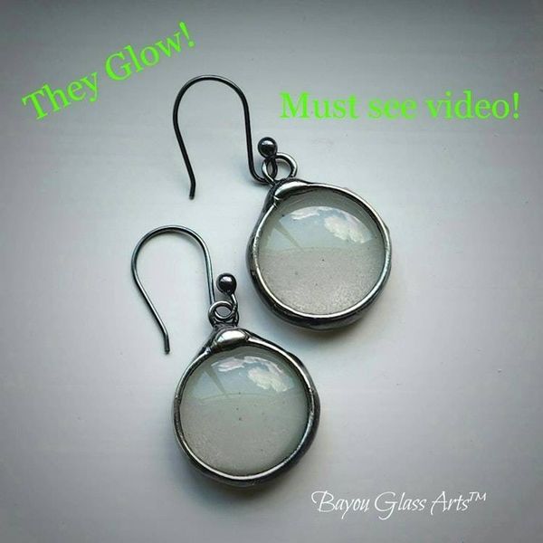 Alternate image for Glow-in-the-Dark Glass Earrings with 21g Sterling Silver Ear Wires