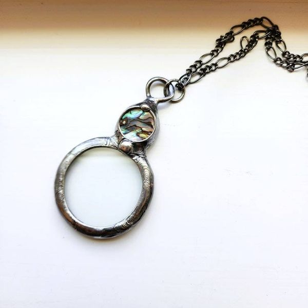 Alternate image for Magnifying Glass Necklace for Women or Men, Real Glass Magnifier Pendant, Artisan Handcrafted Jewelry
