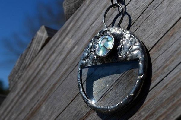 Alternate image for Magnifying Glass Necklace for Women with Abalone Shell Accent, Unisex Modern Monocle, Fashion Reading Aid