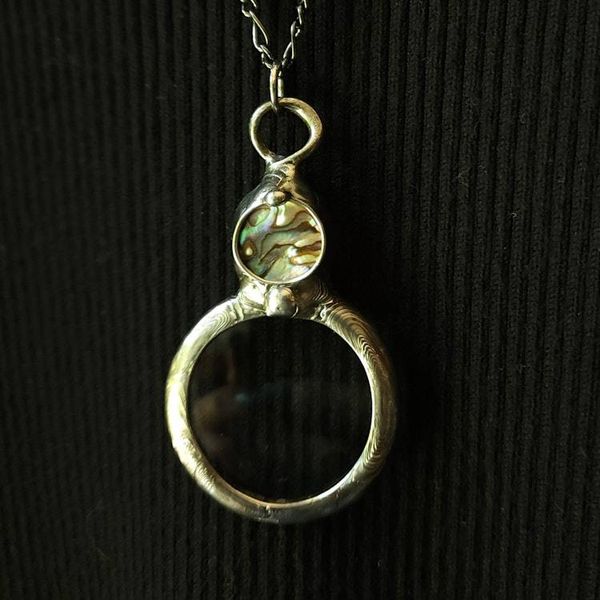 Alternate image for Magnifying Glass Necklace for Women or Men, Real Glass Magnifier Pendant, Artisan Handcrafted Jewelry
