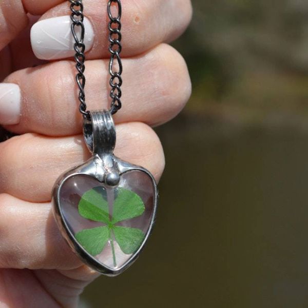 Alternate image for 4 Leaf Clover Heart Pendant, Lucky Charm Necklace for Women, St. Patricks Day Jewelry