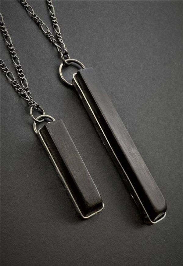 Alternate image for Real Ebony Piano Key Pendant Necklace or Key Ring, Half Note, Repurposed Antique 100 Year Old Sharp Note, Unique Jewelry