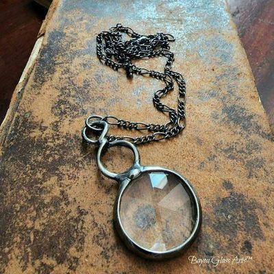 Primary image for Kaleidoscope Necklace, Long Pendant Chain, Glass Prism Jewelry, Fun Gift for Her