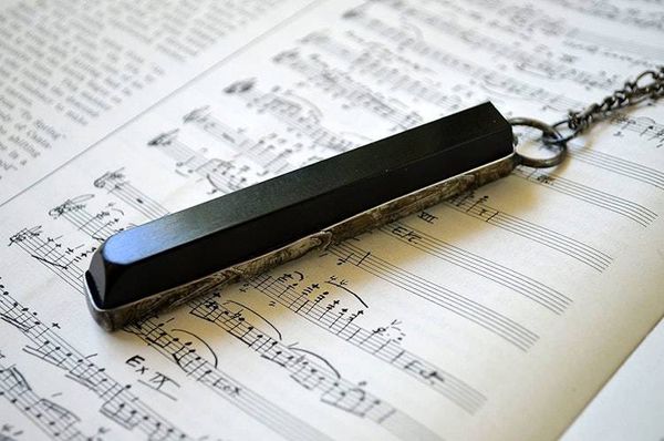 Alternate image for Real Ebony Piano Key Pendant Necklace or Key Ring, Repurposed Antique 100 Year Old Sharp Note, Unique Jewelry