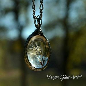 Image for Dandelion Seed Necklace, Wish Jewelry for Women, Make a Wish Pendant, 2 Dandelion Seeds