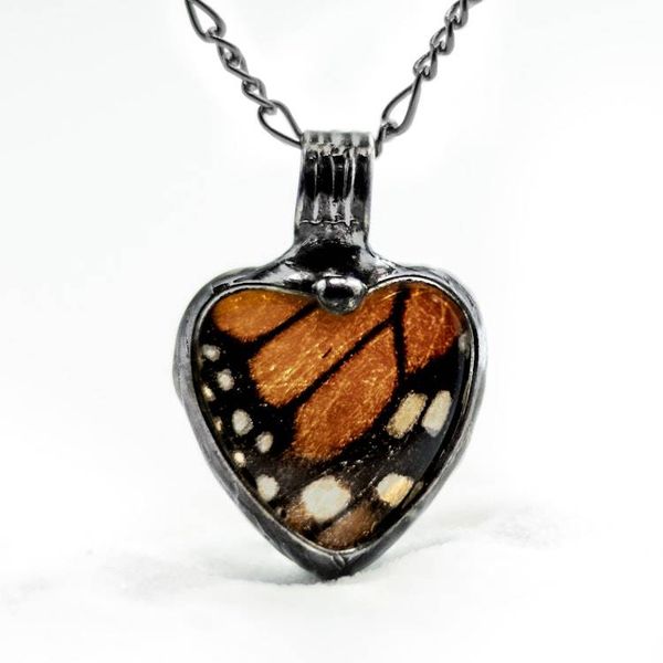 Alternate image for Butterfly Wing Necklace for Women, Heart Pendant, Real Monarch Butterfly Jewelry, Valentines Gift for Her