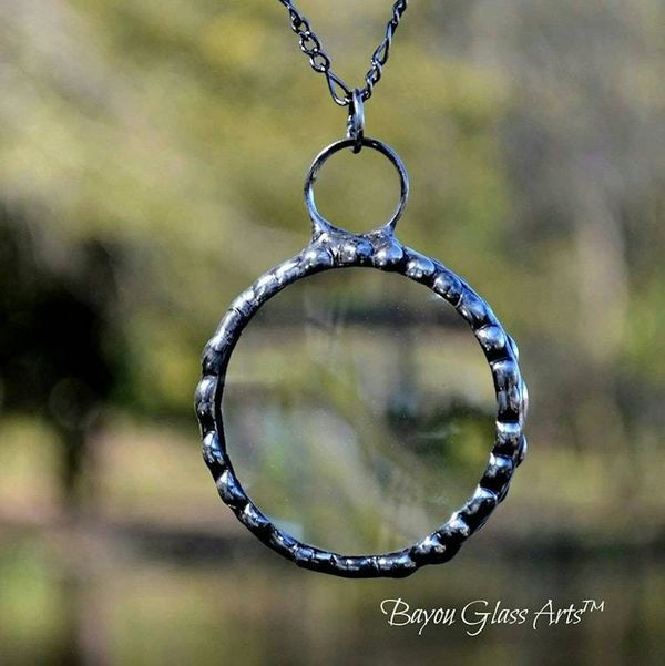 Alternate image for Magnifying Glass Pendant Necklace, Unisex Rimmed Glass Magnifier Jewelry, Retirement Gift for Coworker
