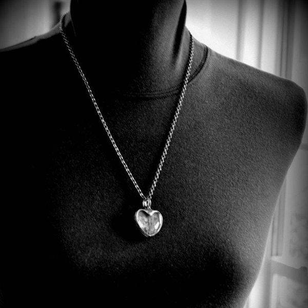 Alternate image for Dandelion Seed Heart Pendant Necklace for Women, Stained Glass Terrarium Jewelry, Two Seeds